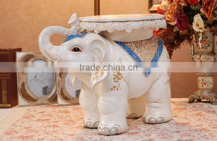 2014 New Products Home Decoration White Resin Elephant Sculpture