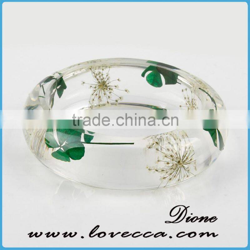 Clear Handmade Real Flower Botanical Jewellery Resin Bangle Bracelet