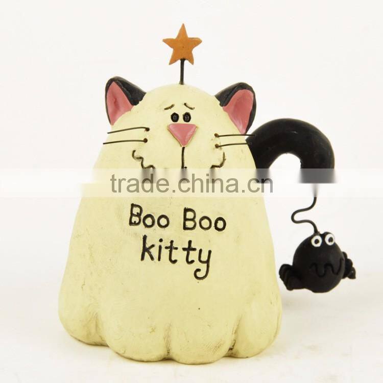 Custom Halloween dressed puppy figurine with pumpkin