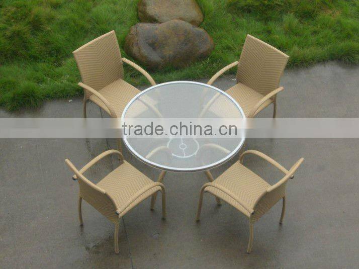 aluminum frame rattan coffee set with round table