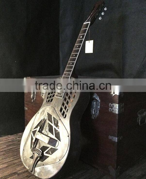 Ancient finish copper alloy body tri-cone resonator guitar
