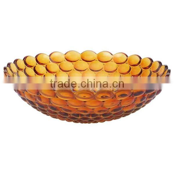 Red pearl fruit bowl/ decorative hotel glass plate/ high quality hotel fruit/salad/candy plate/ new clear ash plate BHL-P11