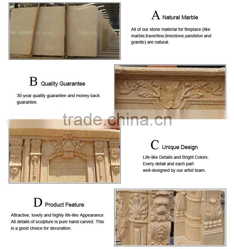 Beige travertine morden indoor used decoration marble fireplace mantel for sale