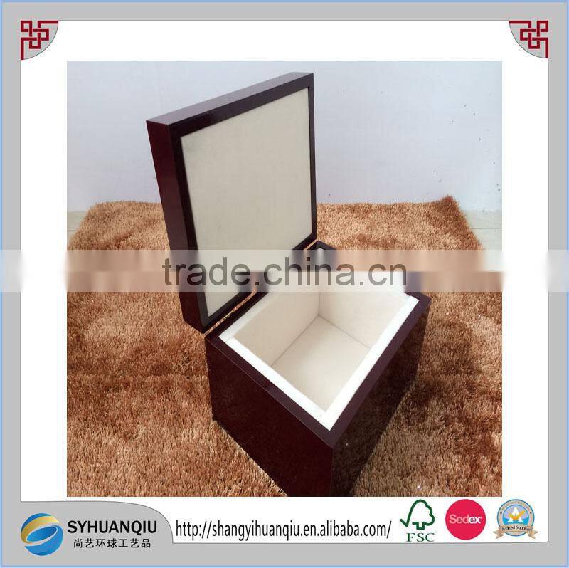 luxury wooden jewelry box with glossy painting and foam inside