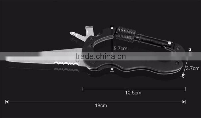 Portable Stainless Steel Aluminium Multifunction Carabiner Knife