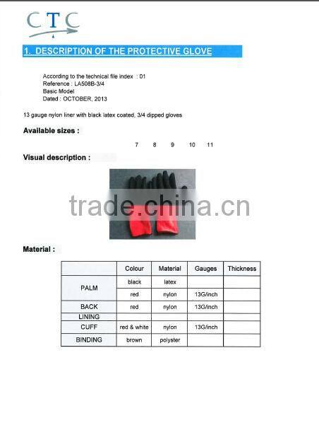 13 Gauge knit palm latex coated gloves