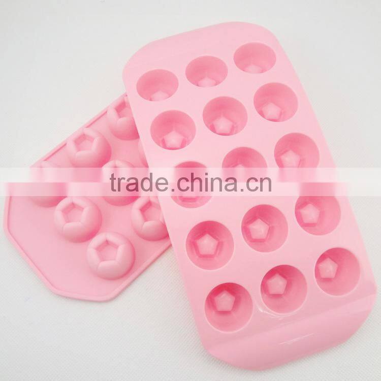 Fancy 15 cup five star shaped chocolate shape silicone ice cube maker