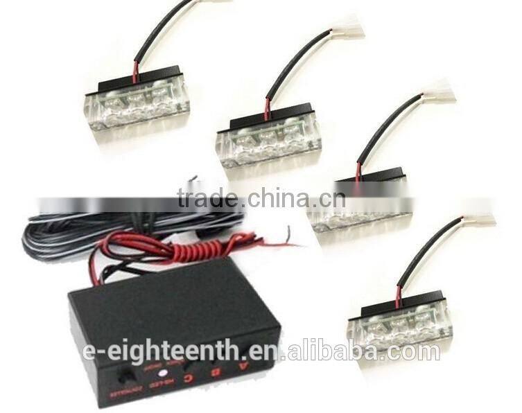 2016 new 12V 4x3 new Amber 12 LED Emergency Vehicle Strobe Flash Lights
