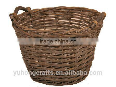 grey color willow basket used for planting flower