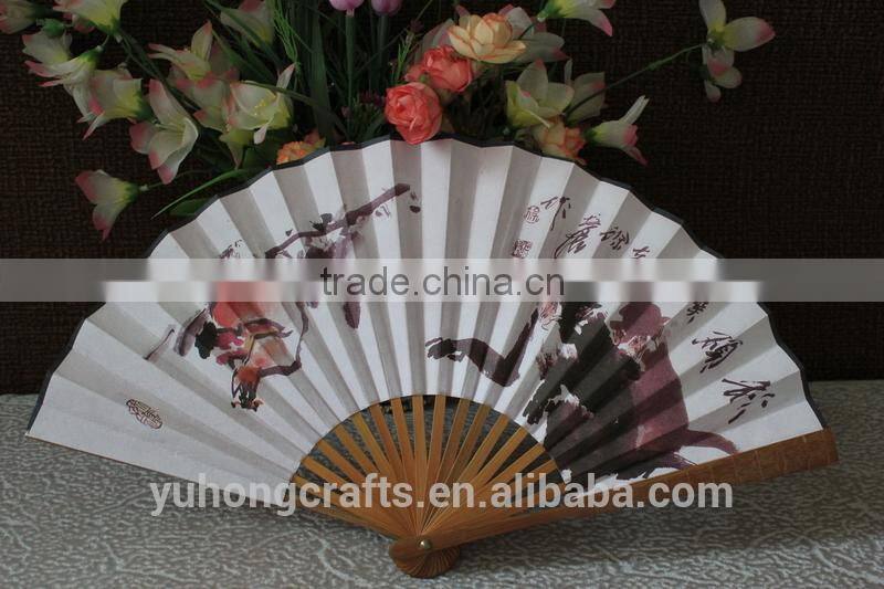 Personalized large size bamboo fan for gift