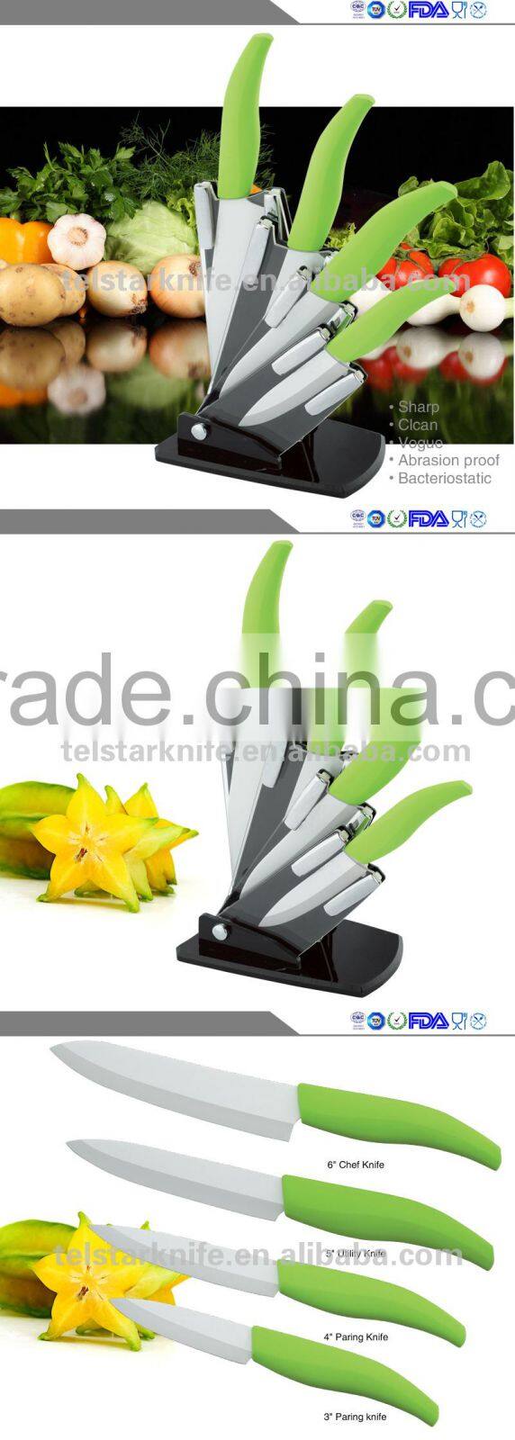 ABS handle environmental zirconia ceramic knife portfolio four-piece high-grade yakeli ceramic knife sets Ceramic fruit knife