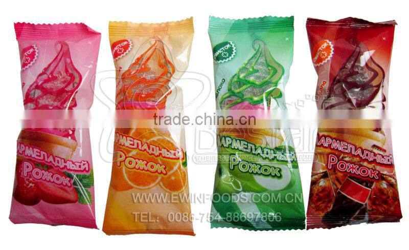 Ice-cream Jelly Candy with Plastic Whistle Lollipop