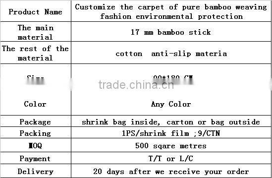 Environmental protection fashion pure bamboo weaving carpets