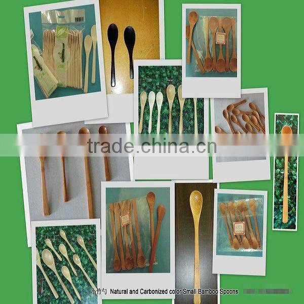 opp palstic bag wrapped natural color bamboo baby spoons