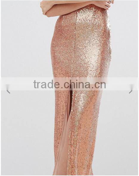 New Fashion ladies long Front Split Sequin Cross Back Maxi Dress