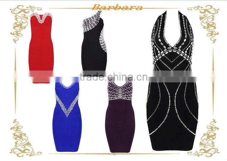 deep v-neck backless bandage dress