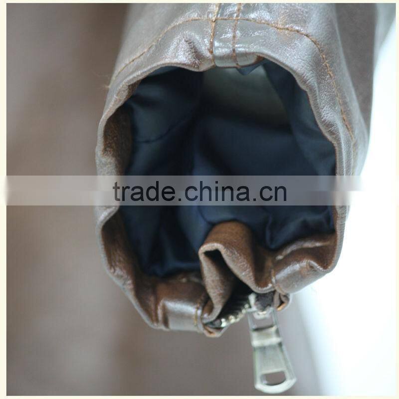 2014 brown PU leater jacket plus size for europe man