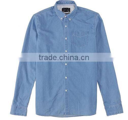 Wholesale Denim shirt for mens shirt factory Cotton washed BLUE mens denim shirts