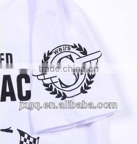 2013 new style white printing boy clothing 100% cotton baby t shirt