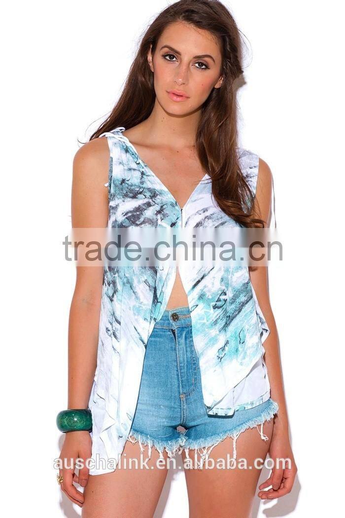 wholesale sublimation graphic print V neck tank top