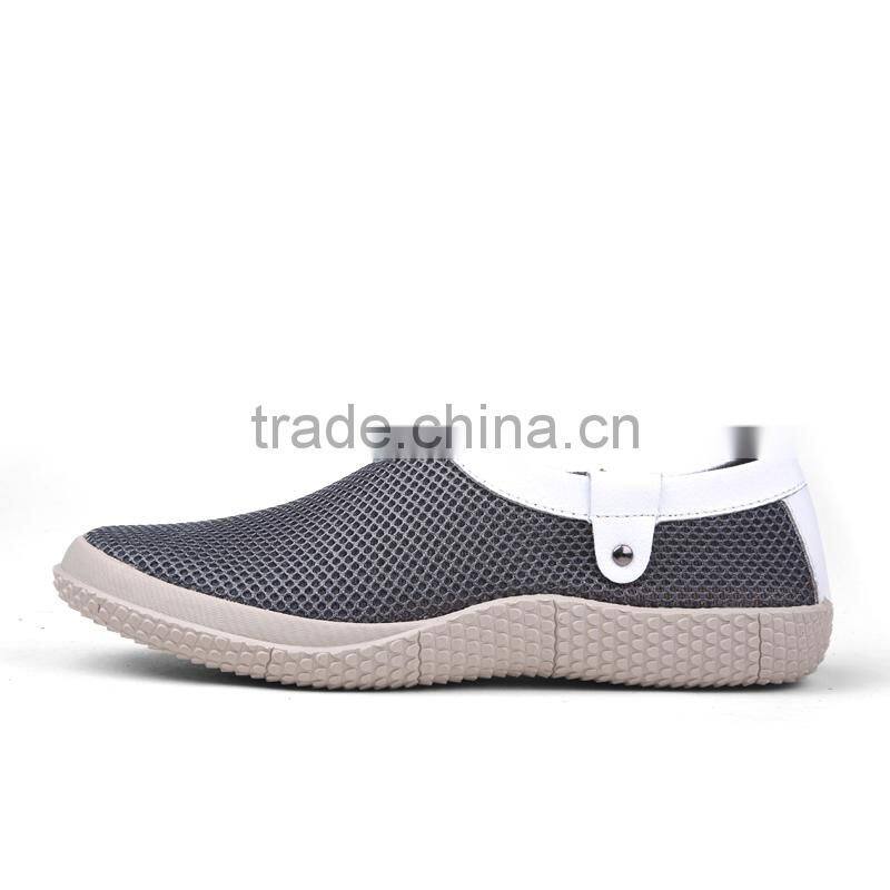 fashion cow split leather casual shoes for men in summer, high quality ventilation mesh shoes casual for male