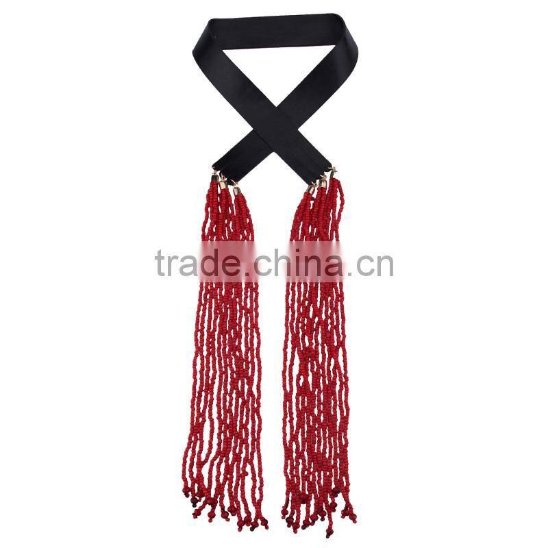 Big brand colorful small beads tassel necklaces for womens jewelry
