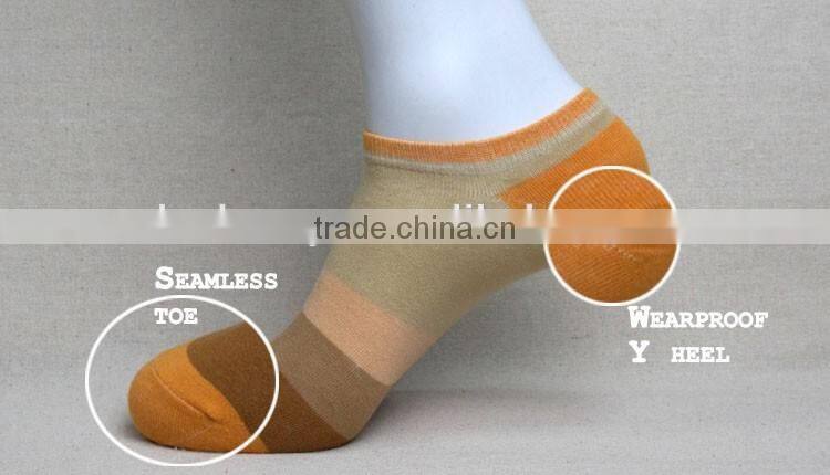 customized the ground color striped cotton men ankle socks