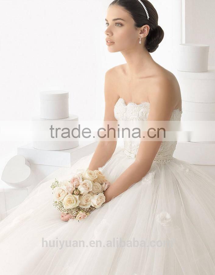 latest designs lace ball gown wedding dress with cap sleeves