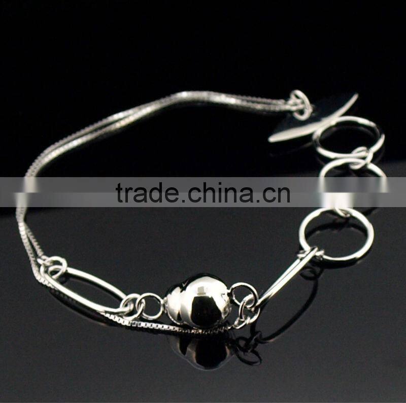 Factory bracelets jewelry rhodium rose gold plated silver bracelets