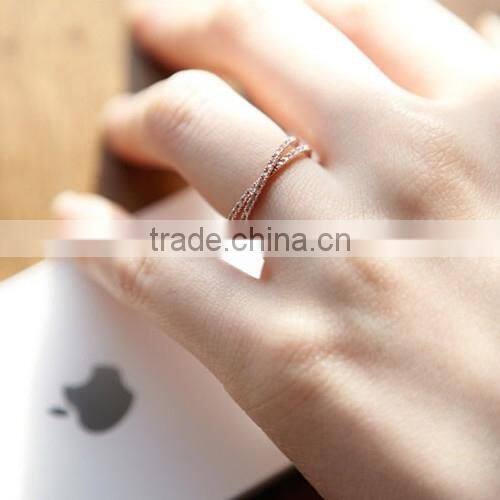 New fashion 925 sterling silver X ring gold rose gold silver ring zircon stones