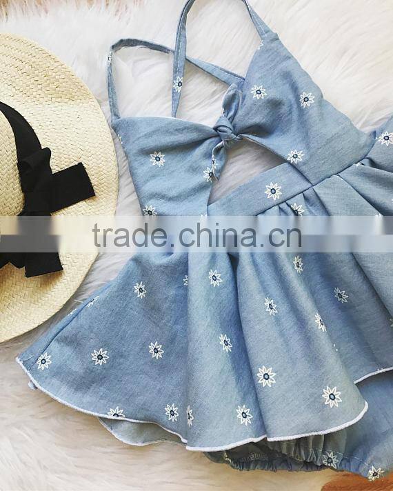 New arrival baby boutique clothing off shoulder white flower skirt designer one piece party dress