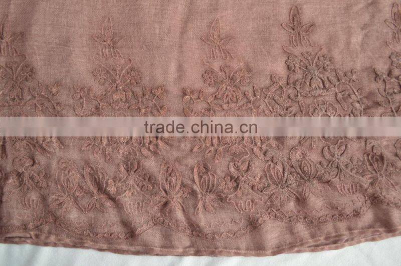Fashion lady stitching floral popular pashmina shawl plain viscose scarf