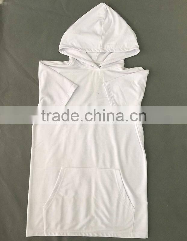 2017 high quality men's white plain short sleeve hoodie the sweatshirt