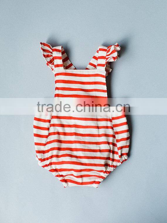 Boutique Summer Newborn Baby Clothes Stripes Cotton Wholesale Backless Girl Romper