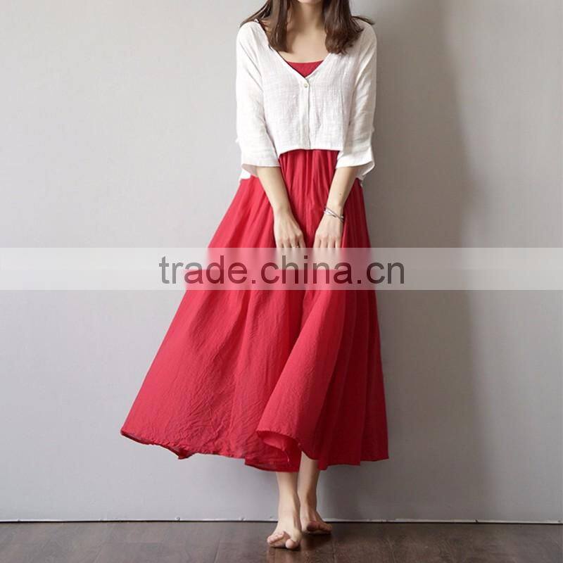 Z&M lady fashion dress white dress linne dress