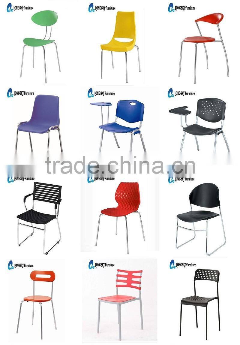 LS-4001 3V Plastic Chair,Shining Red Color Living Room Chair With Wood Leg
