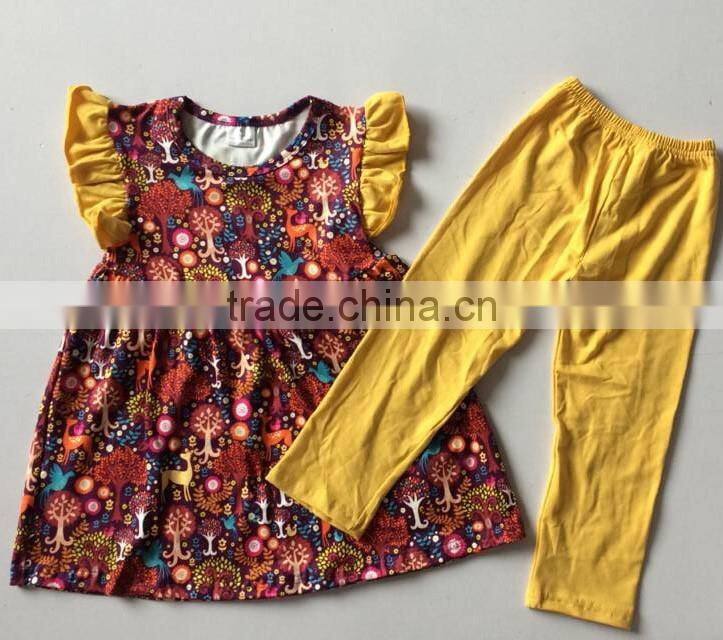 children fall outfits casual designs yellow pant autumn western girl clothing set 2017