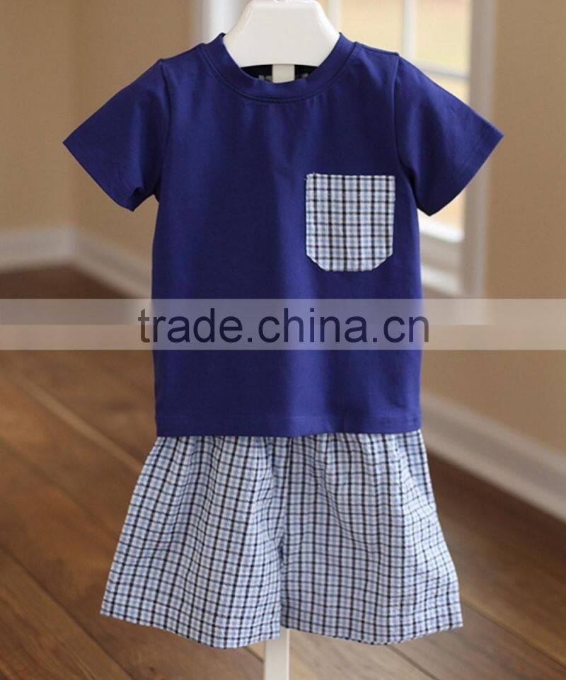 2017 wholesale children's clothes summer set boutique clothing custom shirts & shorts