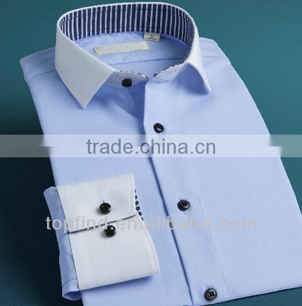 Men cutaway collar solid color long sleeve dress Shirts with cheap price
