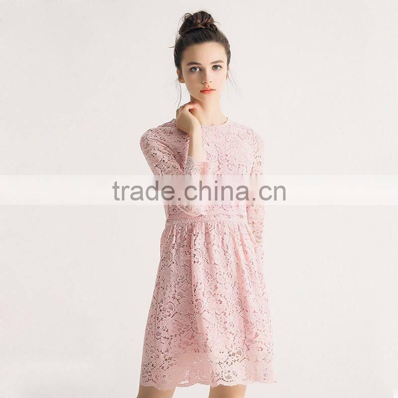 guangzhou china The new fashion lace dress temperament cultivate one's morality show thin long-sleeved skirt
