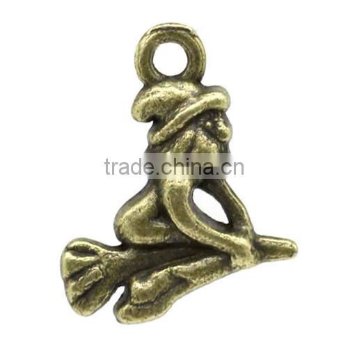 Charm Pendants Witch Halloween Ornaments Antique Bronze 17.5x14mm