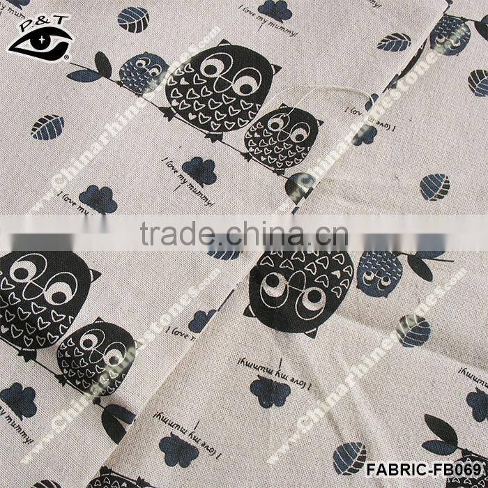 Night Owl Design 100% linen fabric linen fabric wholesale small minimum request