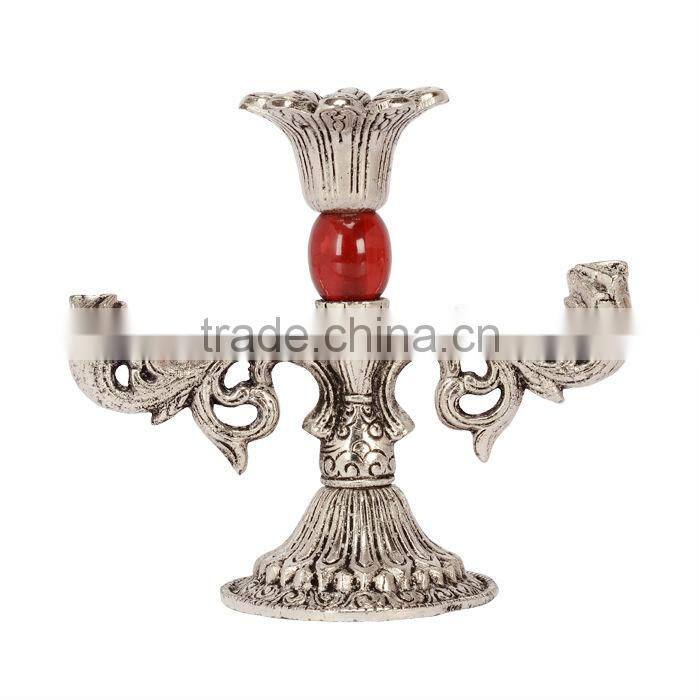 White Metal Twin Candle Holders