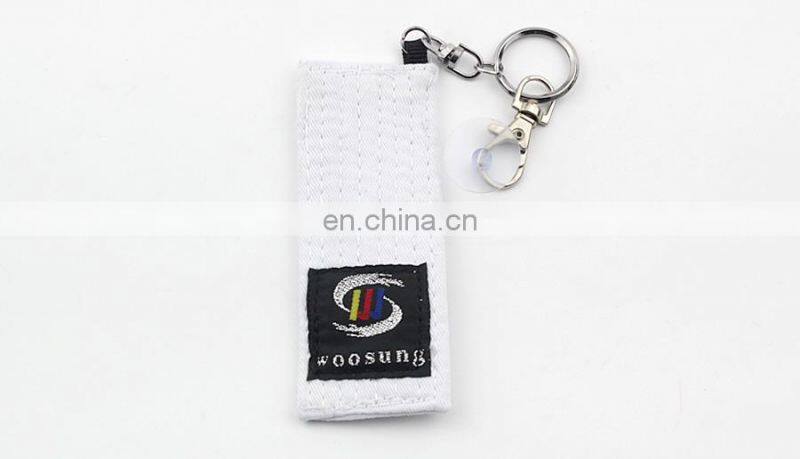 Cheap wholesale martial arts taekwondo/karate/bjj mini belt key chains accessory,taekwondo equipment
