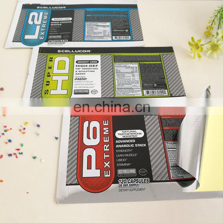 Colorful printing sticker labels weight loss high energy drink adhesive PVC label with embossing