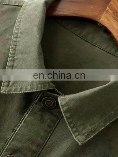 2017 Fashionable women cotton olive shirt collar jacket