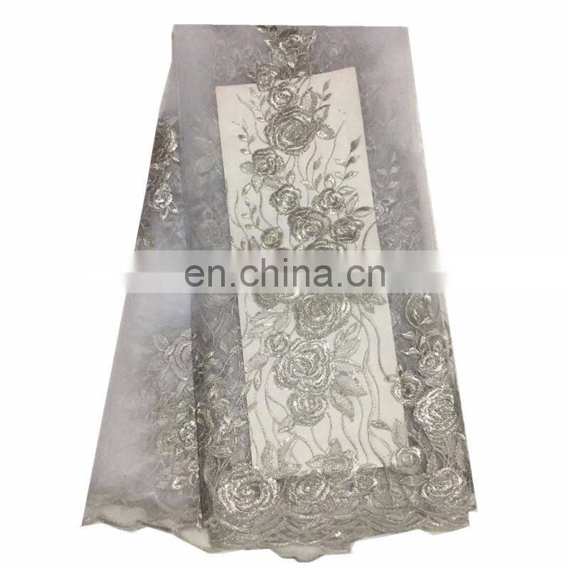 African styles net lace top quality trending French lace fabric with sequins women dress B16032710