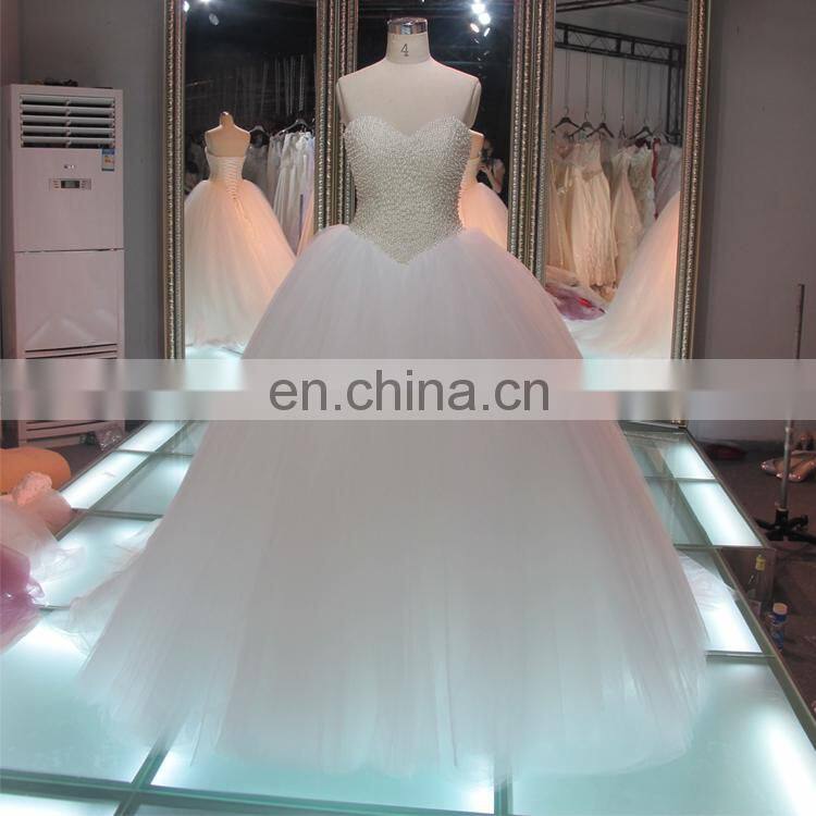 1A092 New Arrival 2016 Hot Sale Pure Diamond Neck Ruffled Layered Organza Skirt Prom Ball Gown Wedding Dress