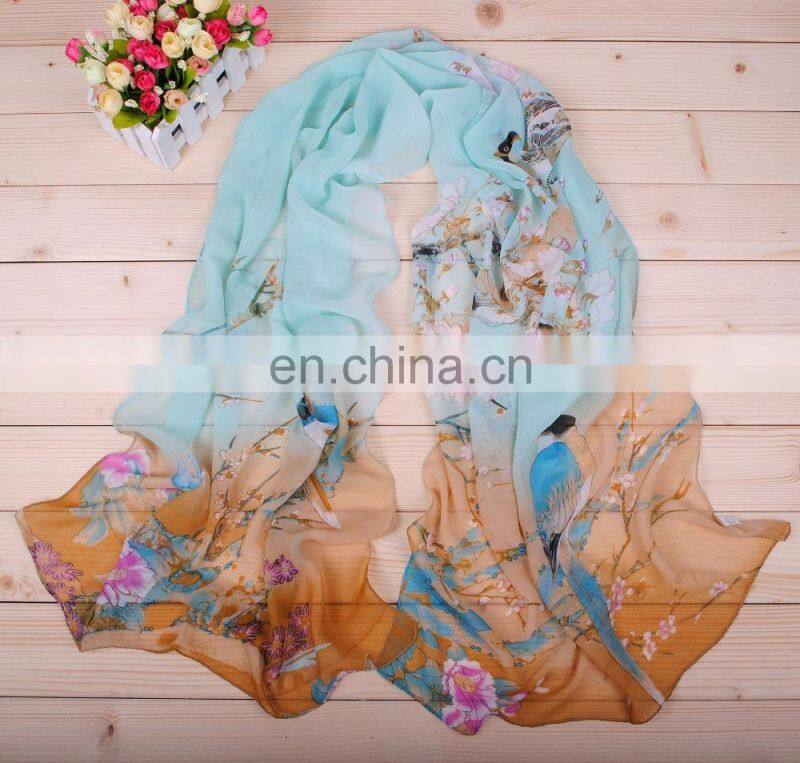 digital printing custom design big squsre silk chiffon scarf
