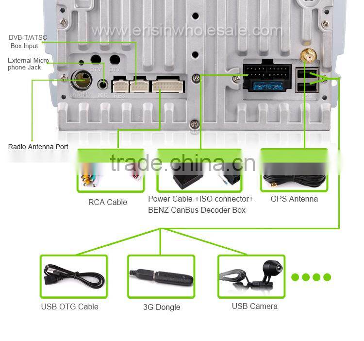 Erisin ES2507B 7" Mercedes Double Din Car DVD Player with GPS 3G WiFi Bluetooth